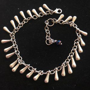 Elongated Puffy Teardrop Charm Ankle Bracelet